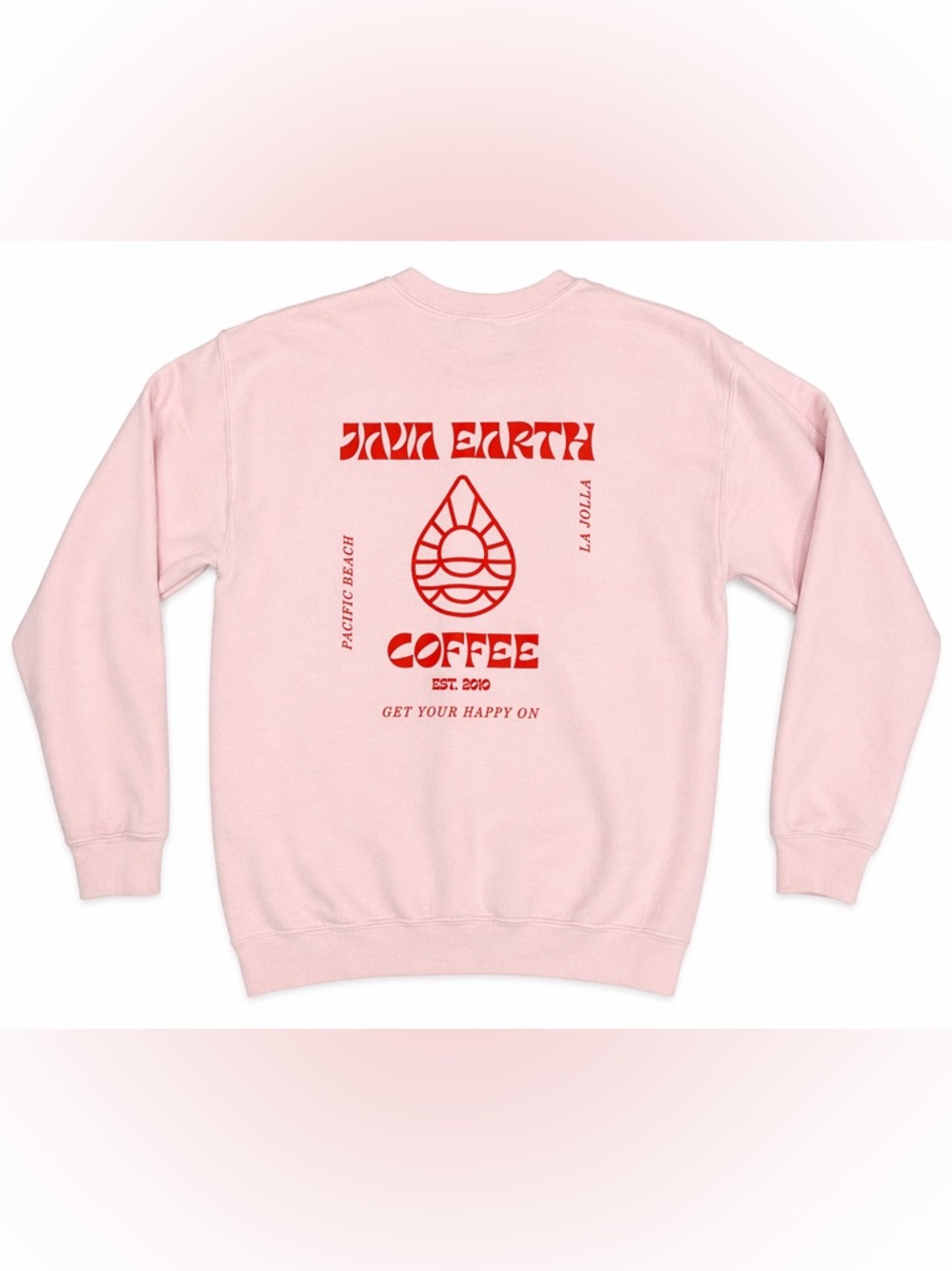 Java Earth Coffee La Jolla CA Pink Long Sleeve Sweatshirt Size M